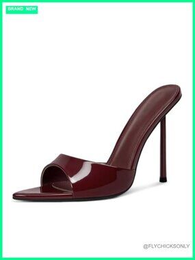 Womens Stiletto Mules Slip-On Pointed Open Toe High Heels Sandals